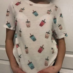 White & Colorful Boba icon Tee